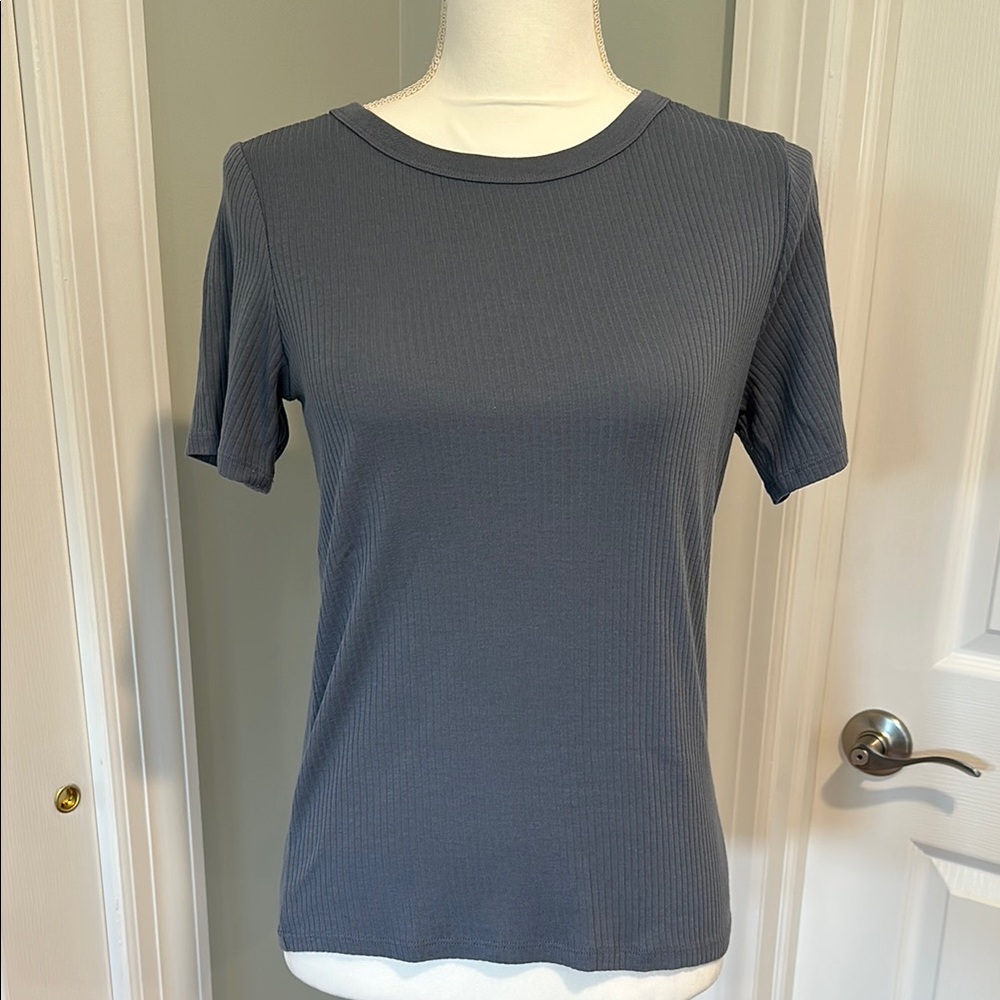 Lucky Brand Fitted Blue Short Sleeve Tee